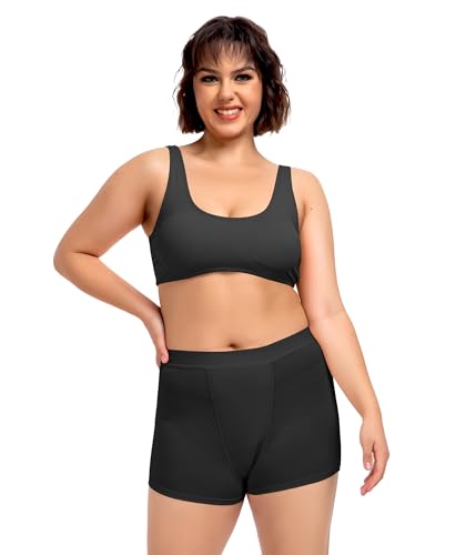 Beautikini Women's Period Underwear, Menstrual Period Panties High Waist Cotton Postpartum Ladies Panties Briefs Girls Black XXL