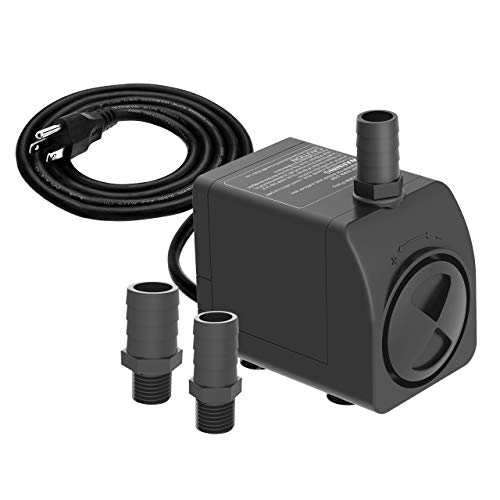 Knifel Submersible Pump 300GPH (1000L/H 21W) Ultra Quiet with Dry Burning Protection 6ft High Lift for Fountains, Hydroponics, Ponds, Aquariums & More…