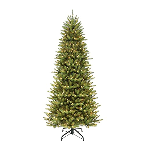 Puleo International 7.5 Foot Pre-Lit Slim Fraser Fir Artificial Christmas Tree with 500 Clear UL Listed Lights, Green