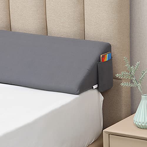 Vekkia Full Size Bed Wedge Pillow/Headboard Pillow Wedge/Mattress Wedge,Bed Gap Filler Used for Close The Gap (0-6') Between Headboard and Mattress (Gray 54'x10'x6')