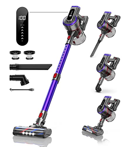 BuTure Cordless Vacuum Cleaner, 450W 38Kpa Powerful Stick Vacuum with 55min Runtime Detachable Battery, Touch Display and 1.5L Large Dust Cup, Vacuum Cleaners for Hardwood Floor Carpet Car Pet