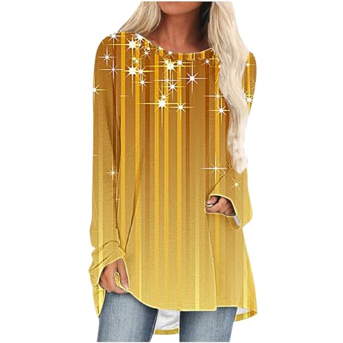 Chinese New Year Clothing Chinese Dress for Women Chinese New Year Shirt for Women 2024 Chinese Dragon Graphic Crewneck Long Sleeve Top Celebration Fashion Blouses Yellow S