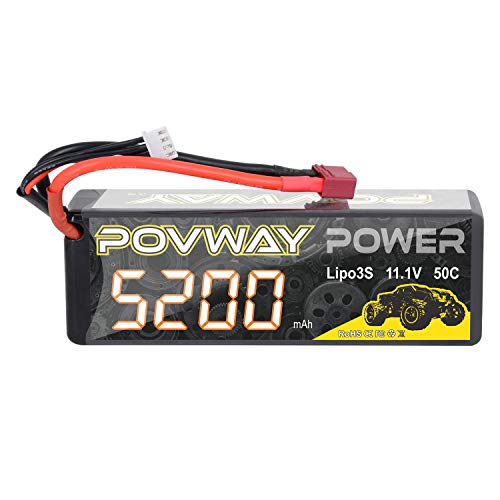 POVWAY 3S Lipo Battery 5200mAh 11.1V 50C RC Battery with Deans T Plug Hardcase Battery for RC Cars, RC Truck,Helicopter, Airplane (1 Pack)