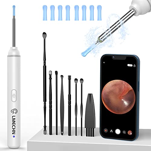 Ear Wax Removal Tool, LMECHN Ear Cleaner with 1920P HD Camera, Earwax Remover with 8 Pcs Ear Set, Otoscope with 6 LED Lights, Ear Wax Removal Kits for iPhone, iPad, Android Phones(White)