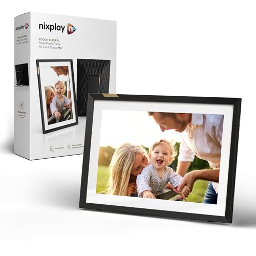 Nixplay Digital Touch Screen Picture Frame - 10.1” Photo Frame, Connecting Families & Friends (Black/White Matte)