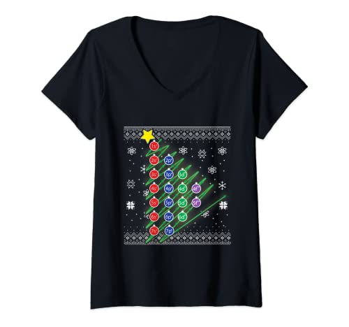 Womens Aufbau Principle Christmas Tree Sweater Happy Holiday Season V-Neck T-Shirt