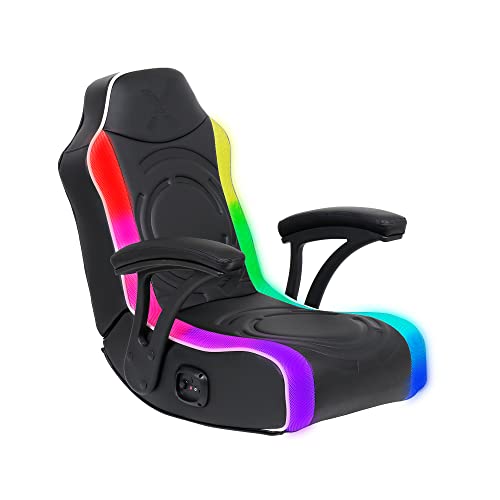 X Rocker Emerald RGB LED Floor Gaming Chair, 29.72' x 17.72' x 27.36', Black