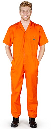NATURAL WORKWEAR - Mens Short Sleeve Coverall, Orange 38872-Large