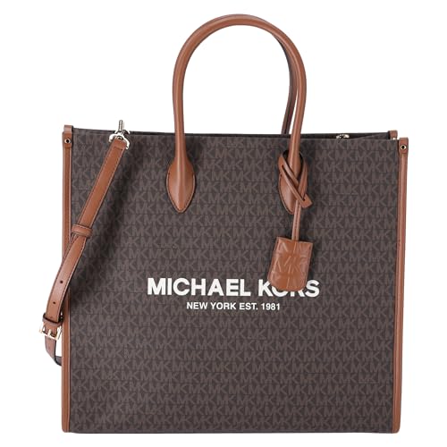 Michael Kors Mirella Large Signature MK Tote Bag (Brown MK)