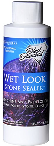Wet Look Natural Stone Sealer. Durable, Long-Lasting Gloss Protection. Interior and Exterior Pavers, Slate, Sandstone, Travertine, Flagstone, Driveways, Garage Floors, etc. Black Diamond Stoneworks