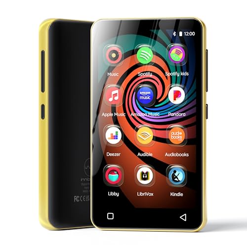 160GB MP3 Player with Bluetooth and WiFi, innioasis Music Player with Spotify,Pandora,Amazon Music,4' Touch Screen Android MP4 MP3 Player for Kids with Libby,Audible,Hoopla(Black_Gold)