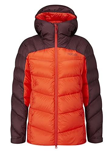 RAB Women's Neutrino Pro Down Jacket for Climbing & Mountaineering - Deep Heather/Red Grapefruit - Large