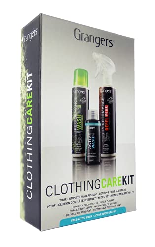 Grangers All-In-One Clothing Care Kit with Performance Wash (10 oz), Performance Repel Plus 9.3 oz Spray), and Active Wash for Base layers (1 oz)