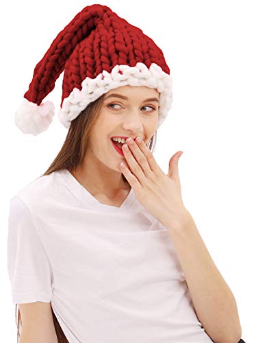 Caistre Santa's Hat Womens Beanie Winter Hat Soft Slouchy Warm Knit Skull Cap Christmas Hat (Red2, Free)