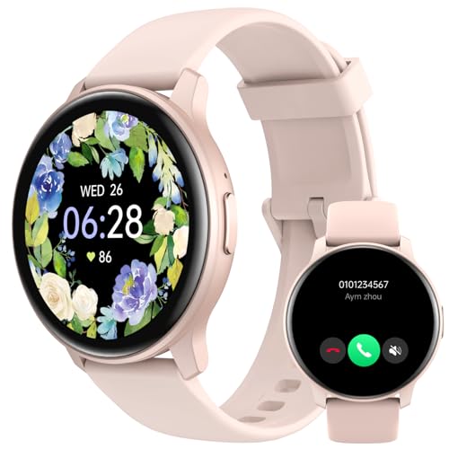 Smart Watch for Women Men Answer/Make Calls/Quick Text Reply/AI Voice, Smartwatch for iPhone Samsung Android Phones Compatible Fitness Tracker Blood Oxygen Heart Rate Sleep Monitor Circle IP68