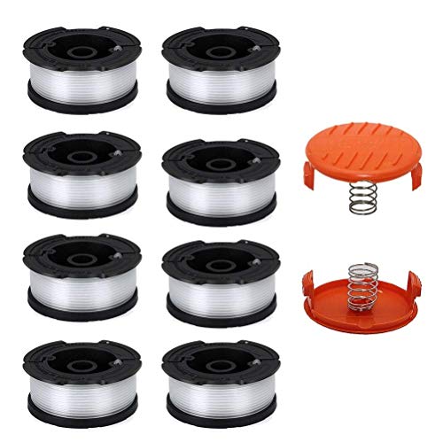 Lucky Seven AF-100 Spool Compatible with Black & Decker AF-100-3ZP 0.065' String Trimmer Line Replacement for GH900 GH600 String Trimmer (8 Spools + 2 Caps and Springs)