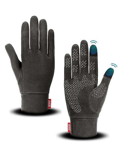 Aegend Lightweight Running Gloves Warm Gloves Mittens Liners Women Men Touch Screen Gloves Cycling Bike Sports Compression Gloves for Winter Early Spring Or Fall, Deep Grey, Medium