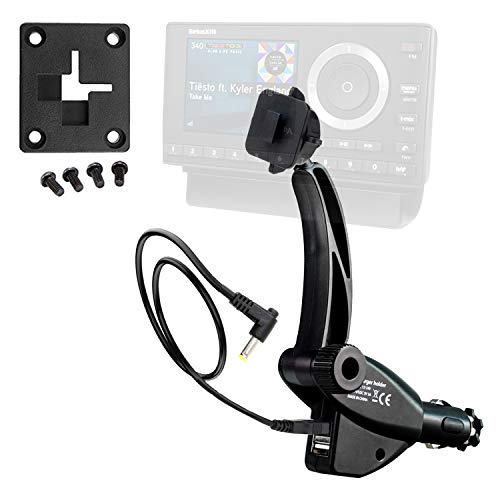 ChargerCity Dual USB Sirius XM Satellite Radio Car Truck Lighter Socket Mount w/Tilt Adjust & PowerConnect Cable for Onyx Plus EZR EZ Lynx Roady Starmate Xpress (Vehicle Dock NOT Included)