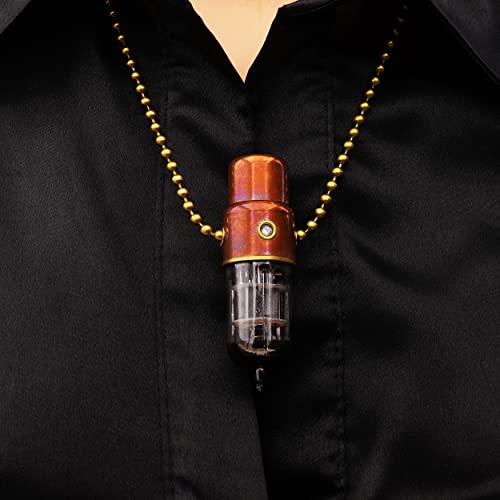 Handmade Pendant Necklace – 128Gb USB 3.1 Flash Drive – Orange Pentode Radio Tube – Steampunk Accessory – Industrial Style – Authentic Copper Retro Key Stick Storage