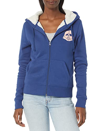 Amazon Essentials Disney | Marvel | Star Wars | Princess Women's Fleece Sherpa-Lined Full-Zip Hoodies, Star Wars Darth, Medium