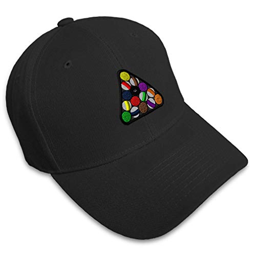 Baseball Cap Sport Billiards Pool Rack Embroidery Acrylic Hats for Men & Women Strap Closure Black