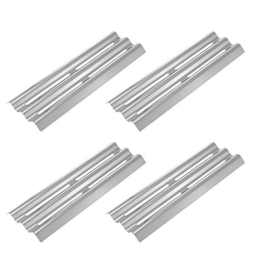 YIHAM KS775 Heat Shield Sear Plate Replacement Parts for Napoleon Legend LEX 485 605 730 Mirage Lifestyle Gas Grills, Stainless Steel Heat Plate Tent Flame Tamer Burner Cover 16 1/2 x 6 inch, Set of 4