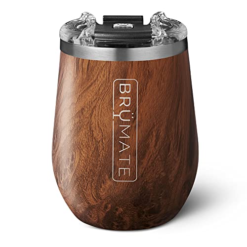 BrüMate Uncork'd XL 14oz Wine Glass Tumbler With Splash-proof Lid - Made With Vacuum Insulated Stainless Steel (Walnut)