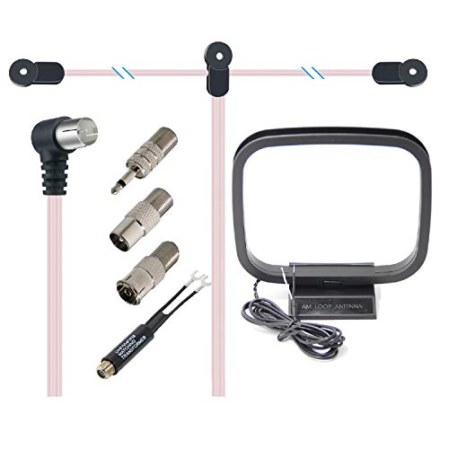 FM Antenna for Indoor Stereo Receiver, Ancable Universal 75 Ohm/300 Ohm FM AM Radio Antenna Kit with Antenna Gender Converter for Table Top Radio HiFi AV Stereo Receiver Mini
