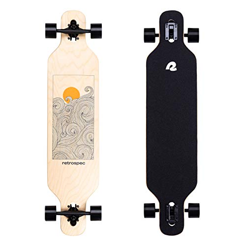 Retrospec Rift Drop-Through Longboard Skateboard Complete Canadian Maple Wood Cruiser w/Drop-Through Trucks for Commuting, Cruising, Carving & Downhill Riding