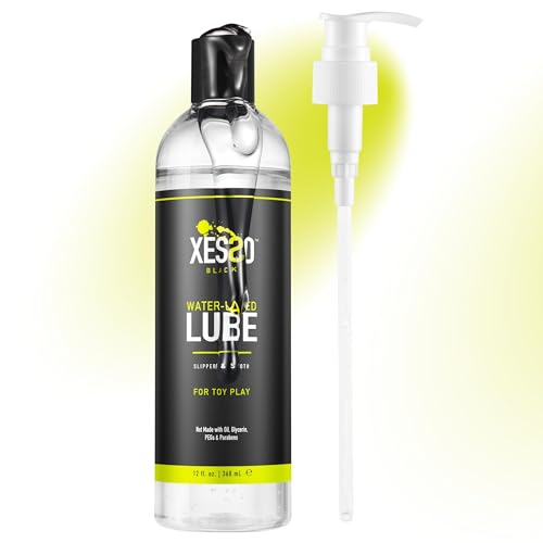 XESSO Water-Based Toy Lube, 12 fl oz - Toy-Safe Personal Lubricant, All-Natural Without Glycerin & Parabens, Non-Staining, Slippery Massage Gel for Women, Men, Couples - Discreet Packaging