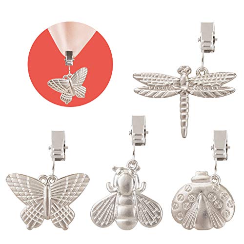 GWHOLE 4 Pack of Tablecloth Weights with Metal Table Clip Clamps for Outdoor Garden Party Picnic Table Covers