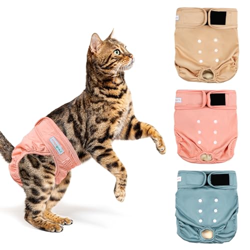 Langsprit Reusable Cat Diapers for Female Male Cats,Washable Cat Kitten Incontinence Diapers for Male Cat Spraying,Pet Kitty Diapers for Cats Large Small Medium Size