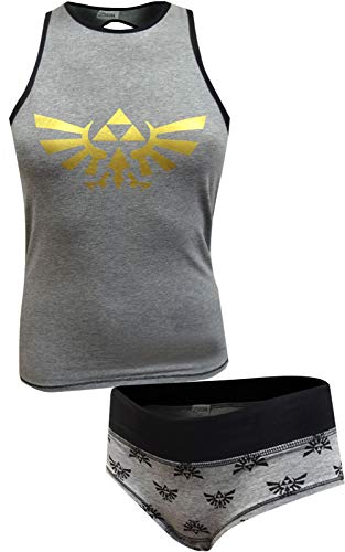 Nintendo Women's Zelda Tank and Underwear Set, Heather Grey, Medium