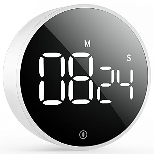 VOCOO Digital Kitchen Timer - Magnetic Countdown Countup Timer with Large LED Display Volume Adjustable, Easy for Cooking and for Seniors and Kids to Use (White)