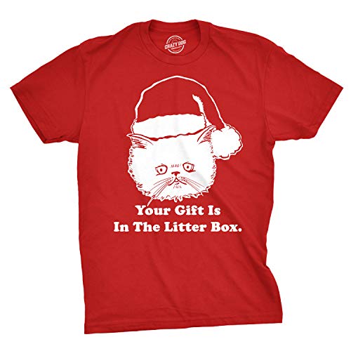 Mens Gift is in The Litter Box Funny Crazy Cat Christmas Holiday T Shirt Funny Mens Shirts for Christmas Holiday with Cats Red XXL
