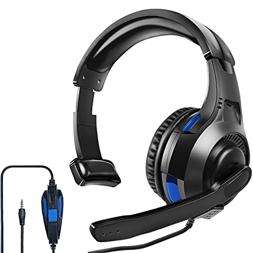 One Ear Headset with Mic for PS5/PS4/Xbox One/Xbox Series X/S/Nintendo Switch/Lite/Steam Deck, Gaming Headphone with Microphone Control, 3.5MM Wired Unilateral Chat Headset for Laptop/Tablets/Phone/PC