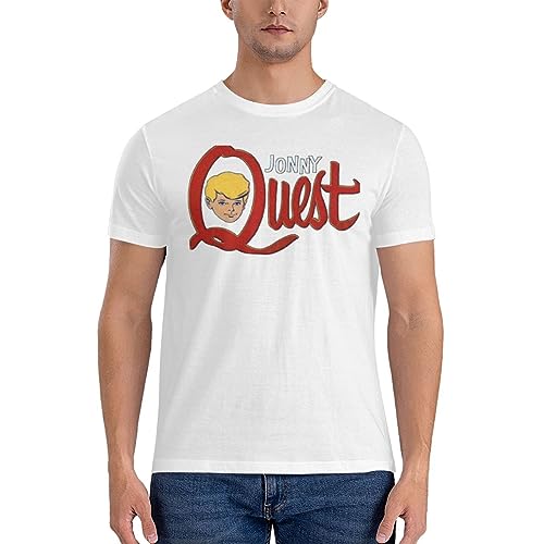 Mens Jonny Anime Quest Short Sleeve T Shirt,Casual Round Neck T-Shirt Top,Retro Cotton Graphic Tee Shirt for Men Teen Costume Large White T-Shirts