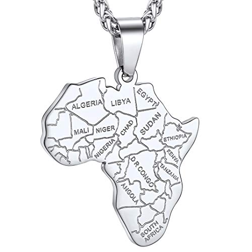 GOLDCHIC JEWELRY Protection Jewelry, Africa Map Pendant, Africa Flag Necklace, Africa Map necklace, Gold Africa Necklace Pendant