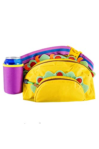 Tipsy Elves Taco Fanny Pack - Fun Taco Shaped 3D Belt Bag - Multiple Secure Storage Zipper Pockets for Festivals Beach Walking Travel