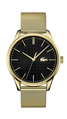 Lacoste Vienna Men's Quartz Stainless Steel and Mesh Bracelet Casual Watch, Color: Yellow (Model: 2011104)