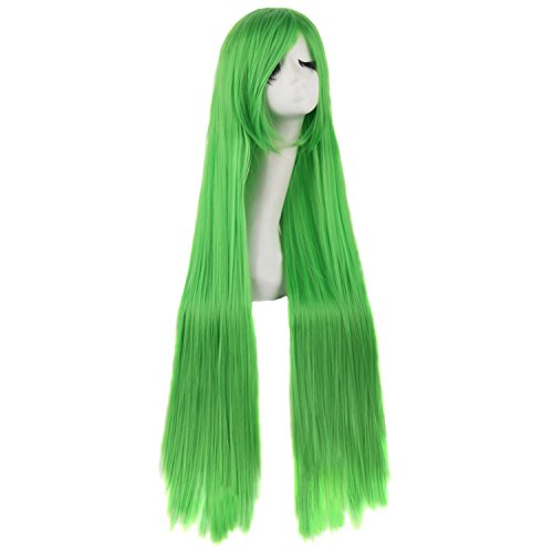 MapofBeauty 40' 100cm Anime Costume Long Straight Cosplay Wig Party Wig (Fluorescent Green)