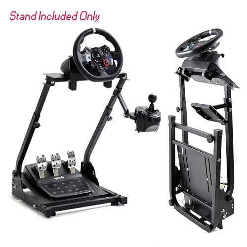 Minneer Foldable Steering Racing Wheel Stand Fit for Logitech/Thrustmaster/Fanatec G29/G920/G923/G27/G25/T80/T150/T248/T300 Extensible Driving Simulator Cockpit(Wheel, Pedals, Handbrake Not Included)