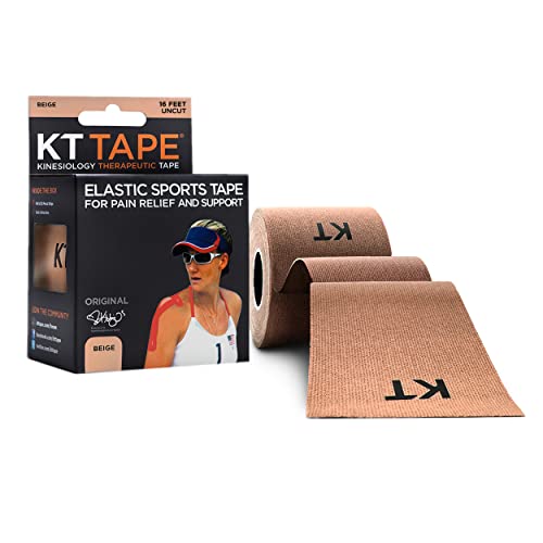 KT Tape, Original Cotton, Elastic Kinesiology Athletic Tape, 16’ Uncut Roll, Beige