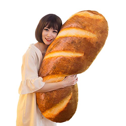 Levenkeness 3D Simulation Bread Plush Pillow,Soft Butter Toast Bread Food Pillow Lumbar Back Cushion Stuffed Toy for Home Decor 39.3'