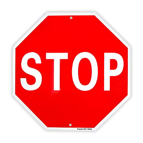 Enjoyist Stop Sign Street Slow Warning Reflective Signs 12'x 12' 40 Mil Rust Free Aluminum Sign, UV Protected and Weatherproof