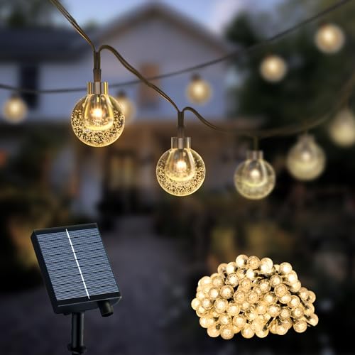 ICRGB Solar String Lights, Outdoor 100LED 46ft Fairy Lights, Mini Globe String Lights, Solar Powered with USB, Waterproof Patio Lights, 8 Modes, Outdoor Decor for Garden Patio Party Christmas Wedding