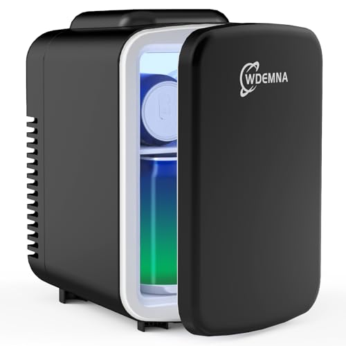 Mini Fridge, 4 Liter/6 Cans Skincare Fridge for Bedroom, 110V AC/12V DC Portable Thermoelectric Cooler and Warmer Small Refrigerators for Beauty & Makeup, Dorm Office and Car, DIY Shelves