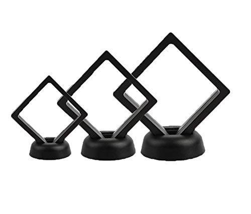 U-N KIKEEP 6PCS 3D Floating Display Case Display Stands Holder Coin Display Stand Frame Suspension Holder for AA Medallions Challenge Chip Jewelry (Black)