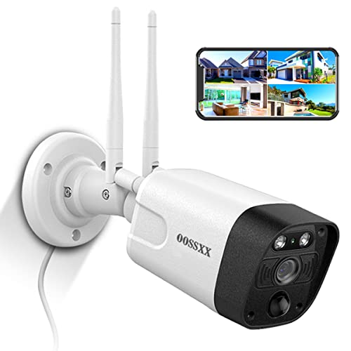 OOSSXX Outdoor Wireless Security Camera, Home WiFi Surveillance Bullet Exterior Cameras, Night Vision, Two-Way Audio,IP66 Waterproof, Motion Detection