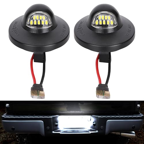 LED License Plate Light Tag Lights Assembly - Compatible with Ford F150 F250 F350 F450 F550 Superduty Ranger Explorer Bronco Excursion Expedition,6000K White, 2PCS (Black)